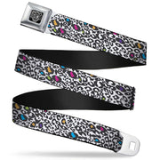 BD Wings Logo CLOSE-UP Full Color Black Silver Seatbelt Belt - Leopard White/Black/Multi Color Webbing Seatbelt Belts Buckle-Down