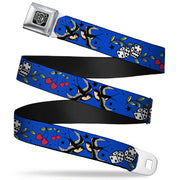 BD Wings Logo CLOSE-UP Full Color Black Silver Seatbelt Belt - Lucky CLOSE-UP Blue Webbing Seatbelt Belts Buckle-Down