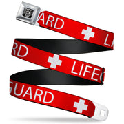 BD Wings Logo CLOSE-UP Full Color Black Silver Seatbelt Belt - LIFEGUARD/Logo Red/White Webbing Seatbelt Belts Buckle-Down