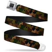 BD Wings Logo CLOSE-UP Full Color Black Silver Seatbelt Belt - Leaf/Branch Camo Tan/Browns/Greens Webbing Seatbelt Belts Buckle-Down