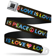 BD Wings Logo CLOSE-UP Full Color Black Silver Seatbelt Belt - LOVE IS LOVE-PEACE IS PEACE/Symbol Black/Tie Dye Webbing Seatbelt Belts Buckle-Down