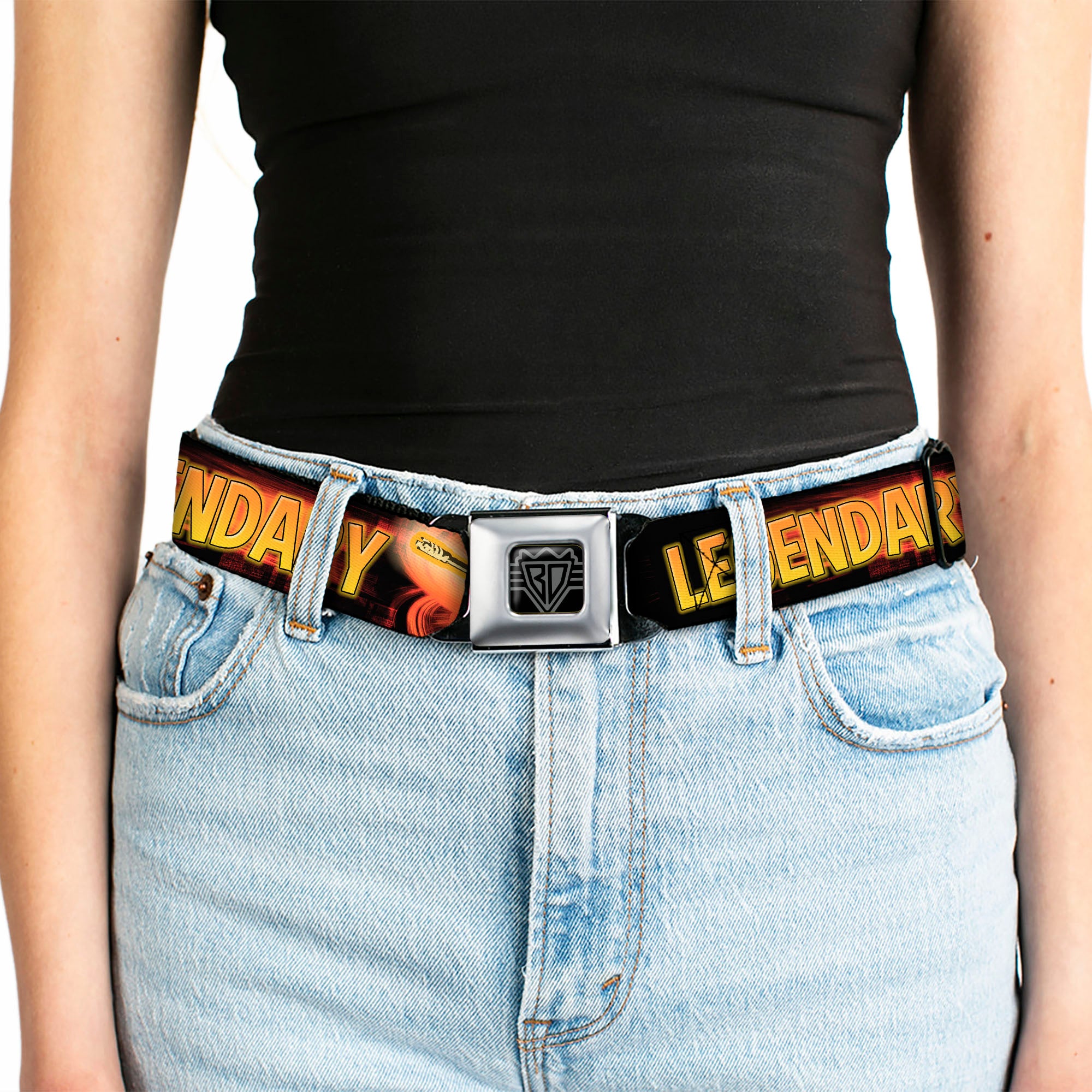 Buckle-Down Seatbelt Belt - LEGENDARY - FN SCAR - Black/Orange/Red Seatbelt Belts Buckle-Down