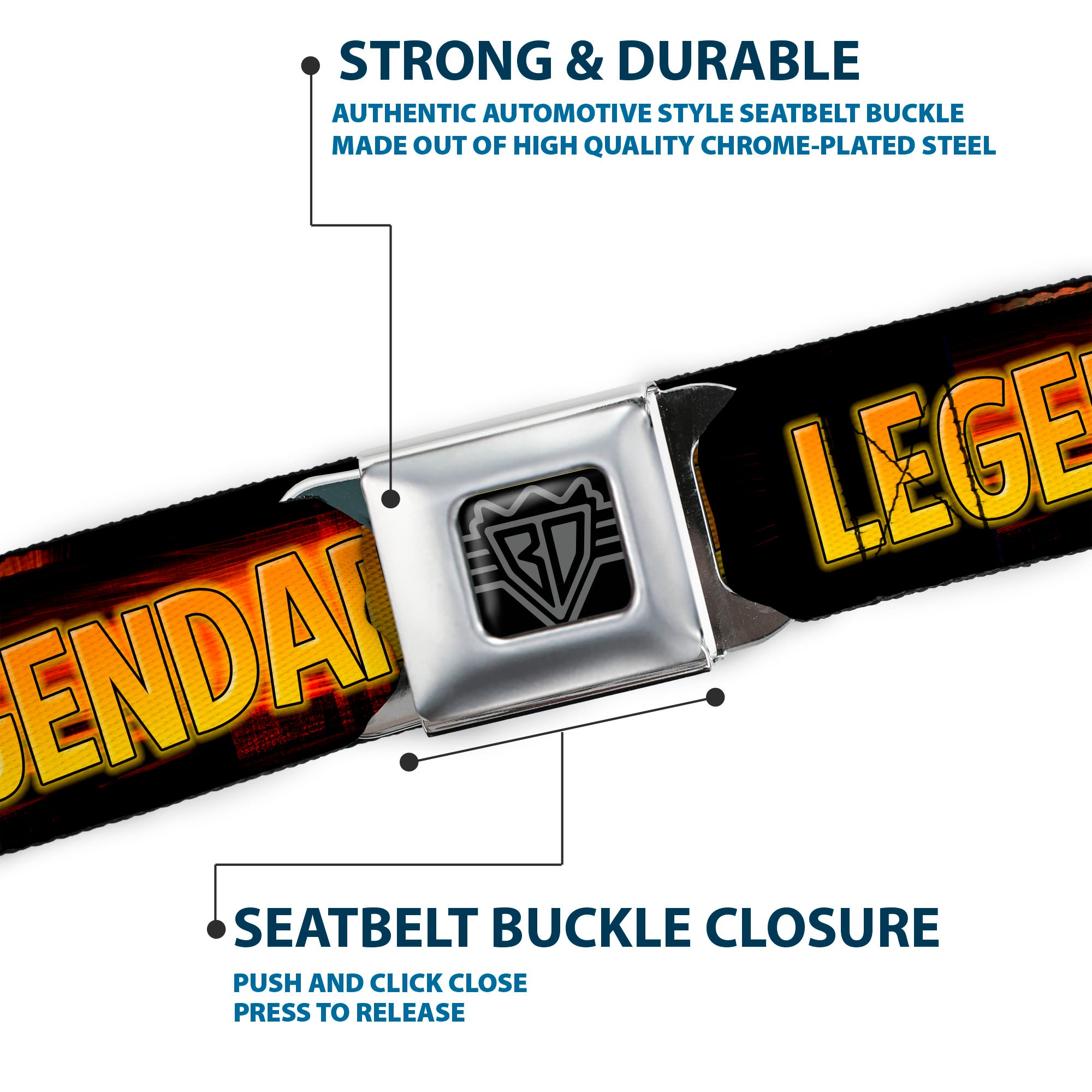 Buckle-Down Seatbelt Belt - LEGENDARY - FN SCAR - Black/Orange/Red Seatbelt Belts Buckle-Down