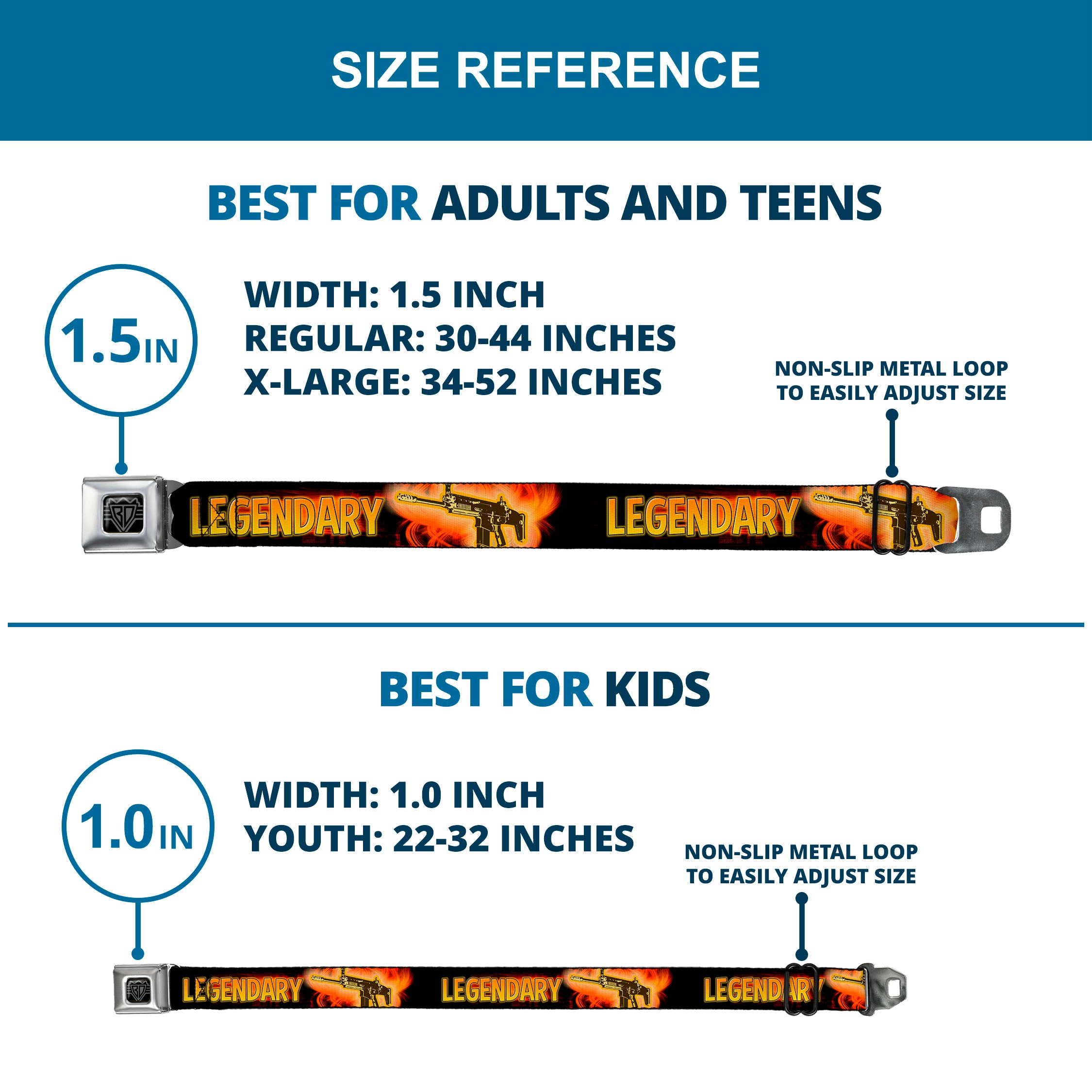 Buckle-Down Seatbelt Belt - LEGENDARY - FN SCAR - Black/Orange/Red Seatbelt Belts Buckle-Down