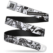 BD Wings Logo CLOSE-UP Full Color Black Silver Seatbelt Belt - Madness White/Black Webbing Seatbelt Belts Buckle-Down