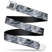 BD Wings Logo CLOSE-UP Full Color Black Silver Seatbelt Belt - Mi Vida Loca Webbing Seatbelt Belts Buckle-Down