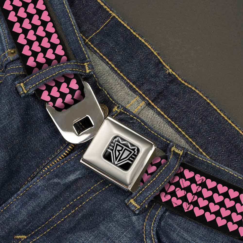 BD Wings Logo CLOSE-UP Full Color Black Silver Seatbelt Belt - Mini Hearts Black/Pink Webbing Seatbelt Belts Buckle-Down