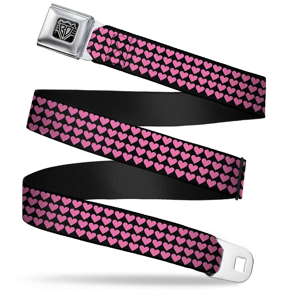 BD Wings Logo CLOSE-UP Full Color Black Silver Seatbelt Belt - Mini Hearts Black/Pink Webbing Seatbelt Belts Buckle-Down