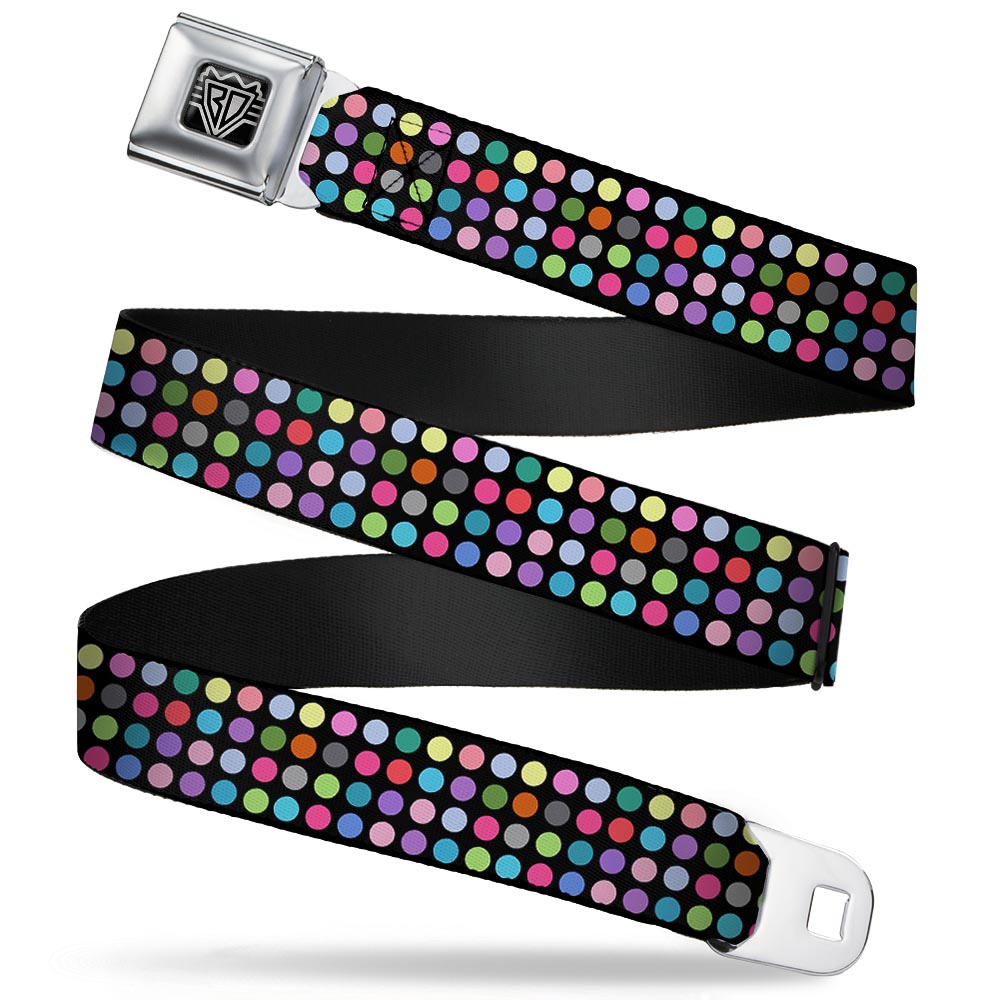 BD Wings Logo CLOSE-UP Full Color Black Silver Seatbelt Belt - Mini Polka Dots Black/Multi Color Webbing Seatbelt Belts Buckle-Down