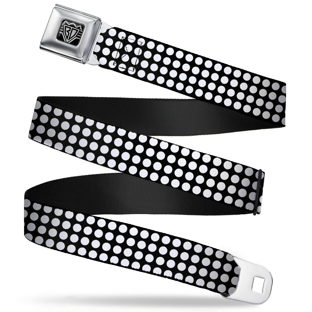 BD Wings Logo CLOSE-UP Full Color Black Silver Seatbelt Belt - Mini Polka Dots Black/White Webbing Seatbelt Belts Buckle-Down