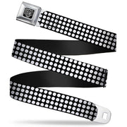 BD Wings Logo CLOSE-UP Full Color Black Silver Seatbelt Belt - Mini Polka Dots Black/White Webbing Seatbelt Belts Buckle-Down