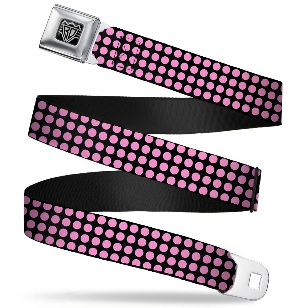 BD Wings Logo CLOSE-UP Full Color Black Silver Seatbelt Belt - Mini Polka Dots Black/Pink Webbing Seatbelt Belts Buckle-Down