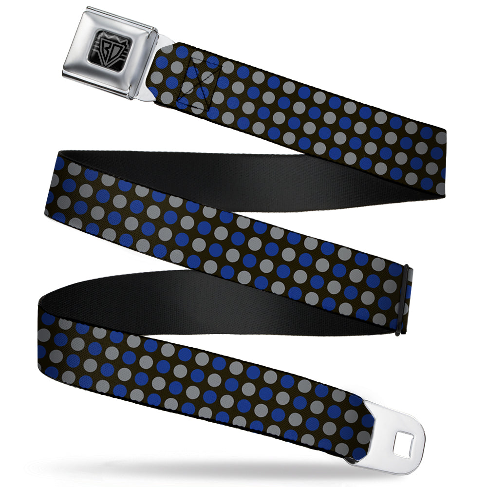 BD Wings Logo CLOSE-UP Full Color Black Silver Seatbelt Belt - Mini Polka Dots Black/Blue/Gray Webbing Seatbelt Belts Buckle-Down