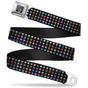 BD Wings Logo CLOSE-UP Full Color Black Silver Seatbelt Belt - Mini Stars Black/Multi Color Webbing Seatbelt Belts Buckle-Down