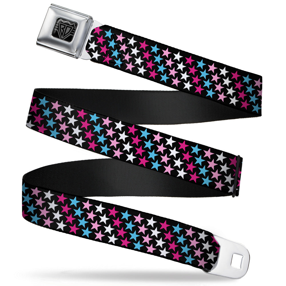 BD Wings Logo CLOSE-UP Full Color Black Silver Seatbelt Belt - Mini Stars Black/Pink/Blue/White Webbing Seatbelt Belts Buckle-Down