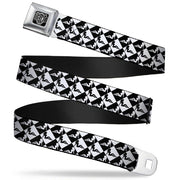 BD Wings Logo CLOSE-UP Full Color Black Silver Seatbelt Belt - Mud Flap Girl Diamonds Black/White Webbing Seatbelt Belts Buckle-Down