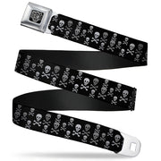 BD Wings Logo CLOSE-UP Full Color Black Silver Seatbelt Belt - Multi Skull Black/Gray Webbing Seatbelt Belts Buckle-Down