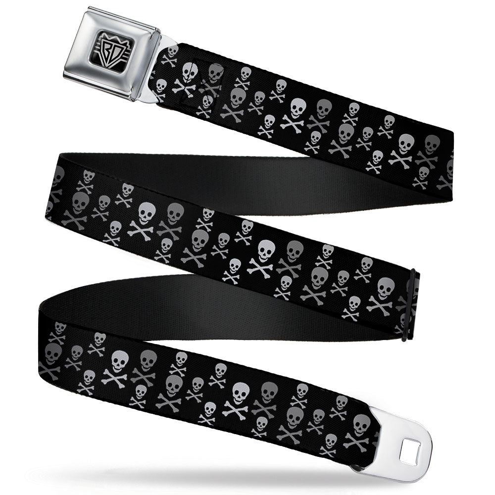 BD Wings Logo CLOSE-UP Full Color Black Silver Seatbelt Belt - Multi Skull Black/Gray Webbing Seatbelt Belts Buckle-Down