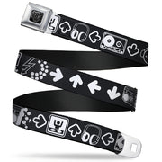 BD Wings Logo CLOSE-UP Full Color Black Silver Seatbelt Belt - Music Happy Face Webbing Seatbelt Belts Buckle-Down