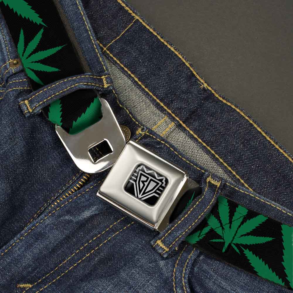 Seatbelt Belt - Marijuana Leaf Close-Up Seatbelt Belts Buckle-Down