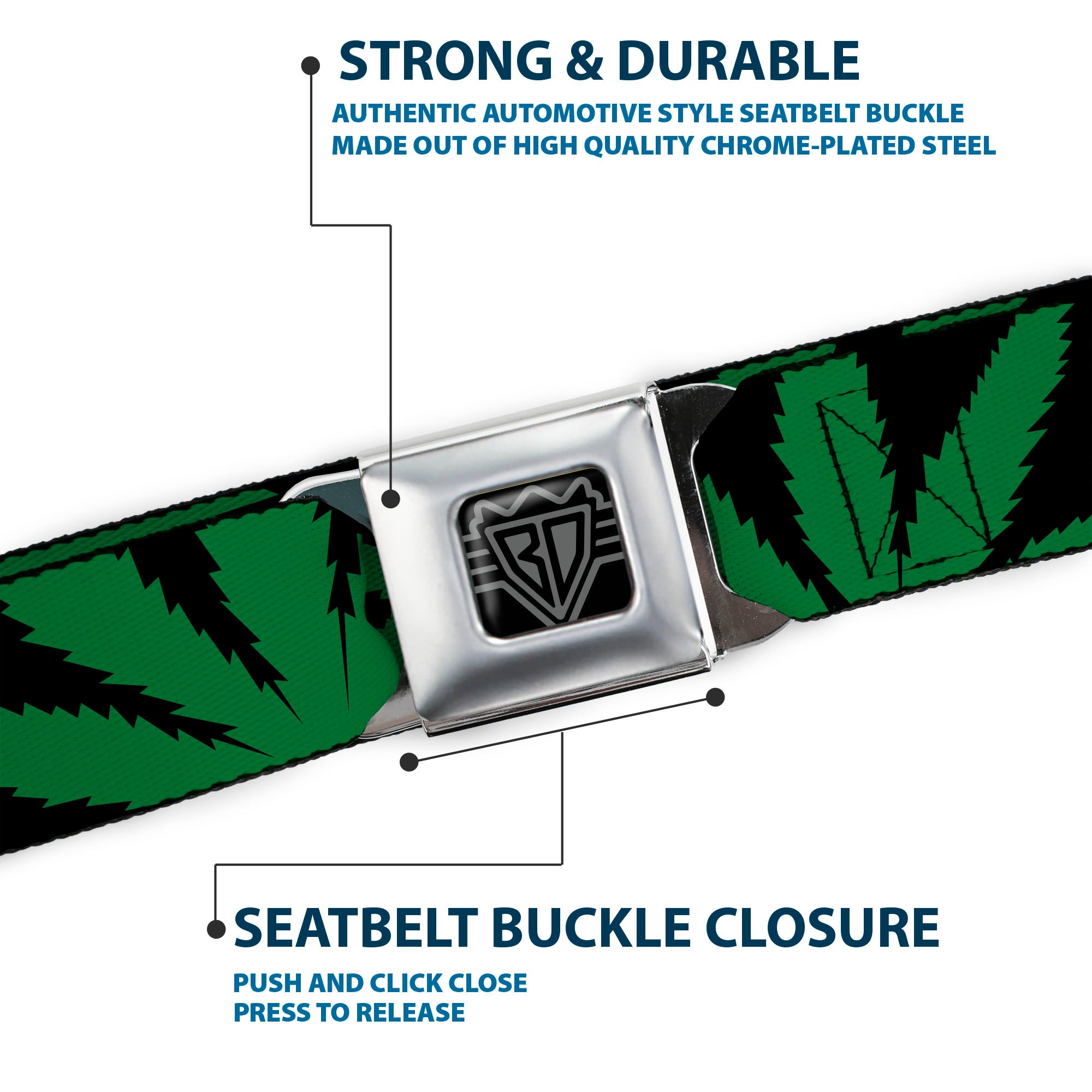 Seatbelt Belt - Marijuana Leaf Close-Up Seatbelt Belts Buckle-Down