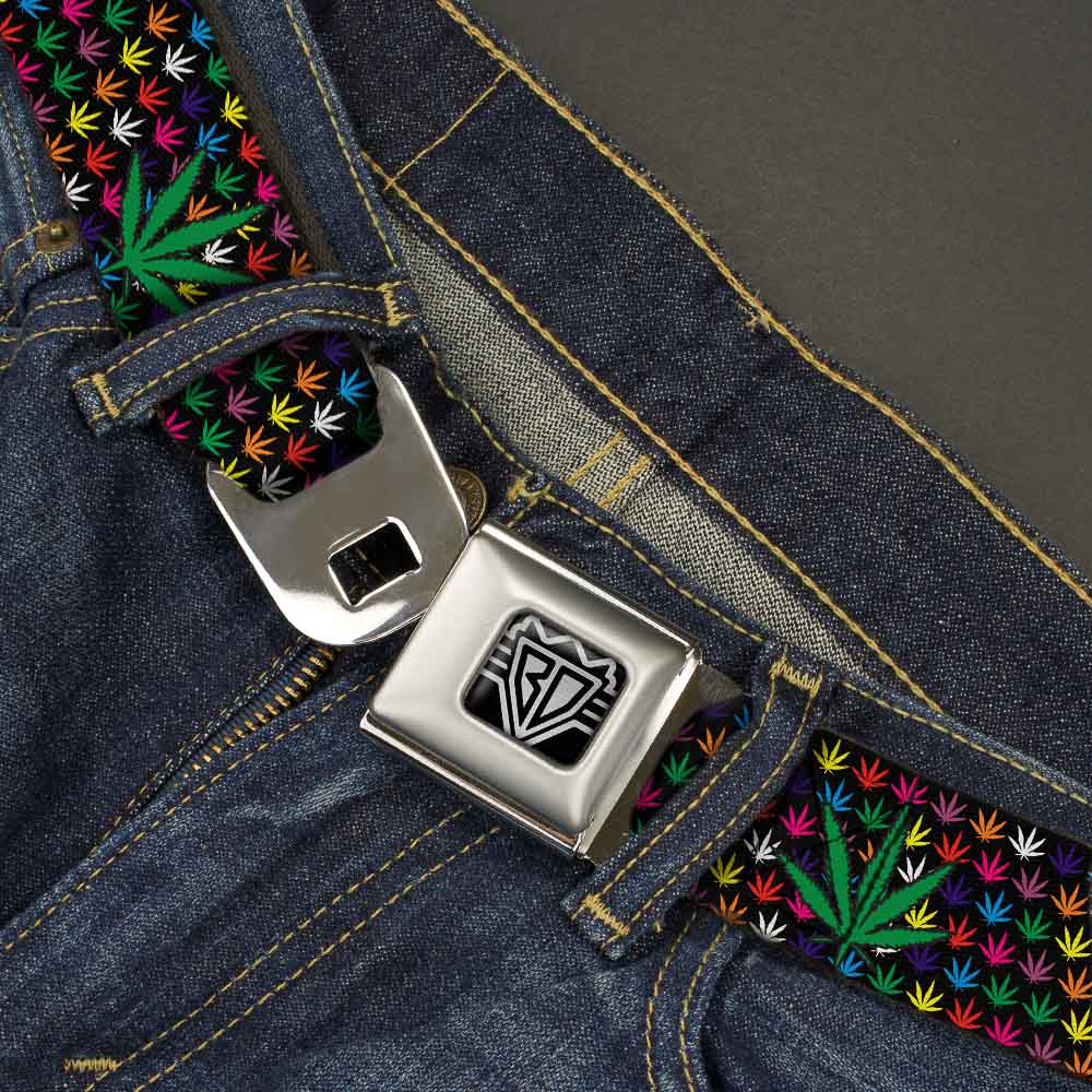 Seatbelt Belt - Marijuana Garden Black/Multi Color Seatbelt Belts Buckle-Down