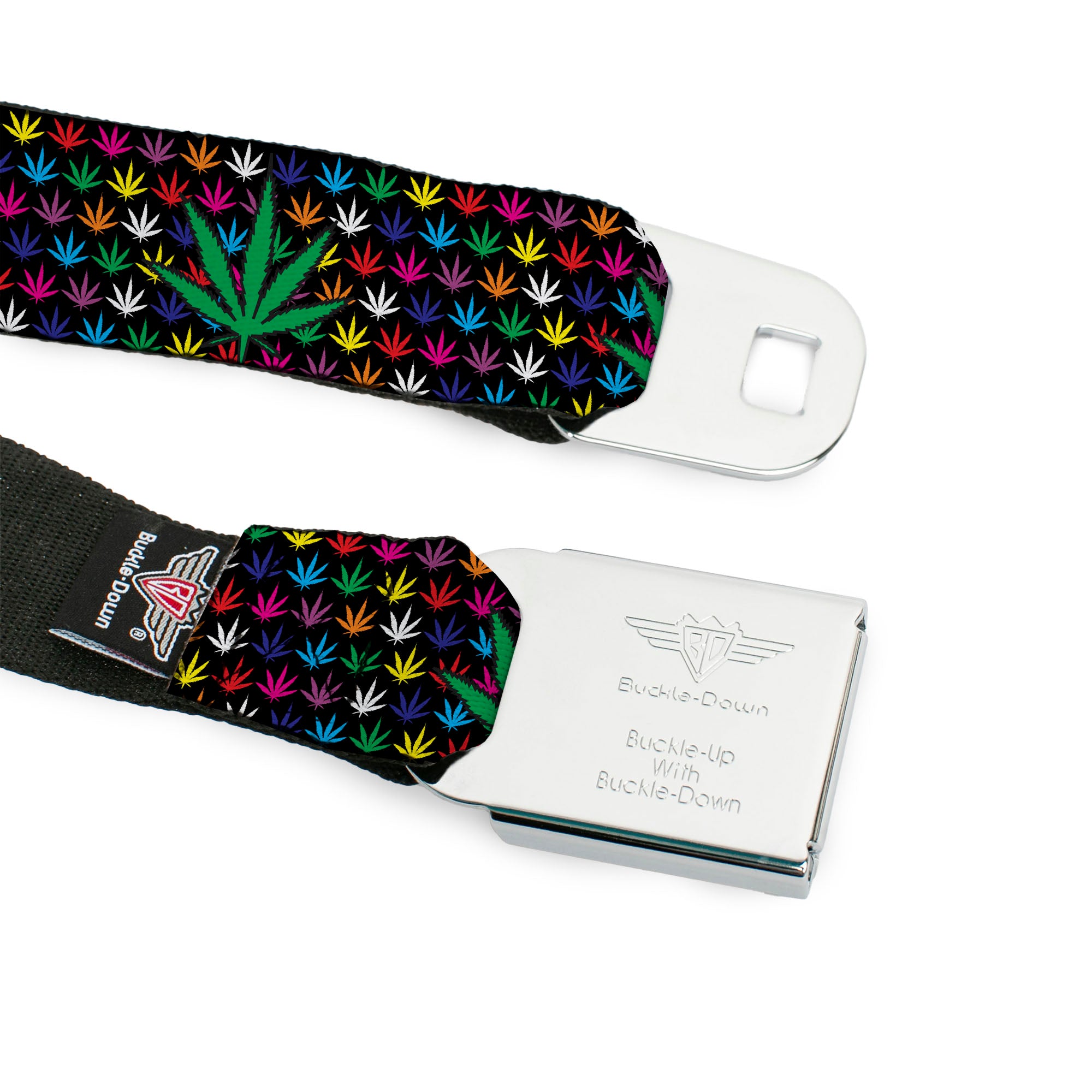 Seatbelt Belt - Marijuana Garden Black/Multi Color Seatbelt Belts Buckle-Down