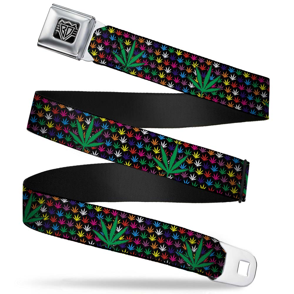 Seatbelt Belt - Marijuana Garden Black/Multi Color Seatbelt Belts Buckle-Down