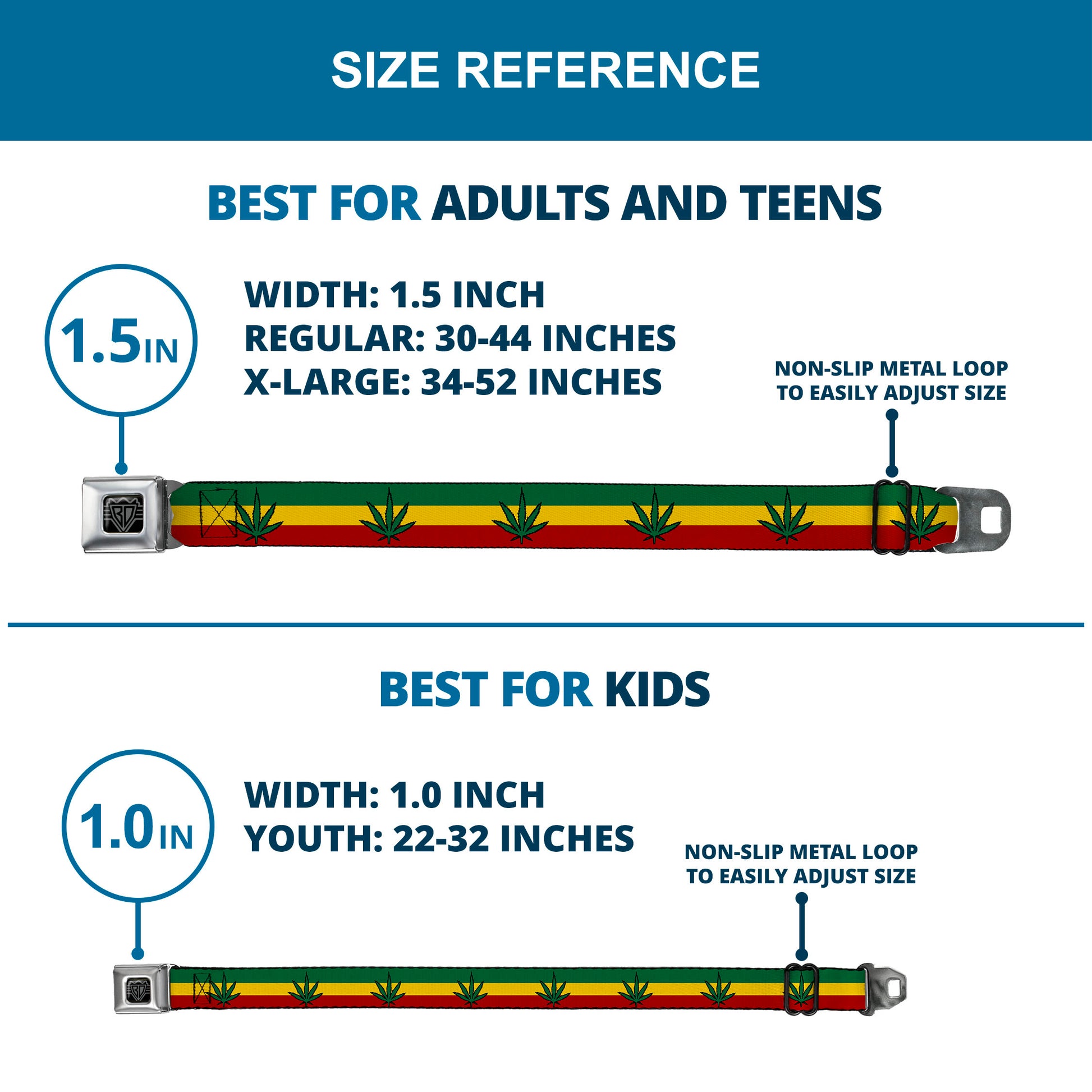 Seatbelt Belt - Marijuana Leaf Repeat Rasta Seatbelt Belts Buckle-Down