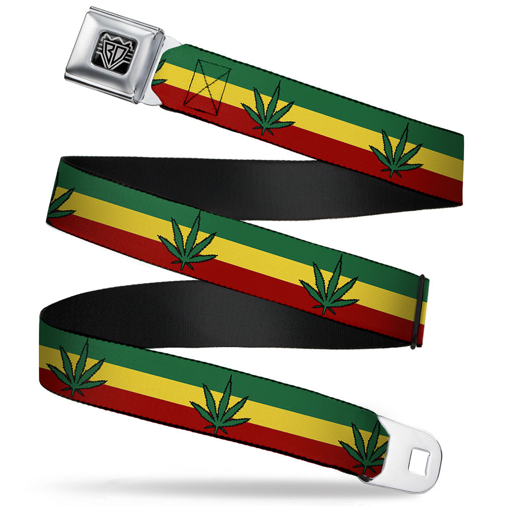 Seatbelt Belt - Marijuana Leaf Repeat Rasta Seatbelt Belts Buckle-Down