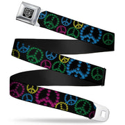 Seatbelt Belt - Multi Marijuana Peace Black/Multi Color Seatbelt Belts Buckle-Down