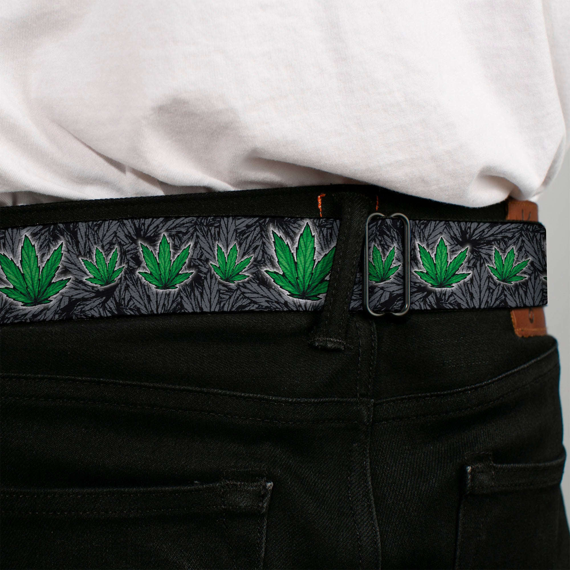 Seatbelt Belt - Marijuana Haze Black Seatbelt Belts Buckle-Down