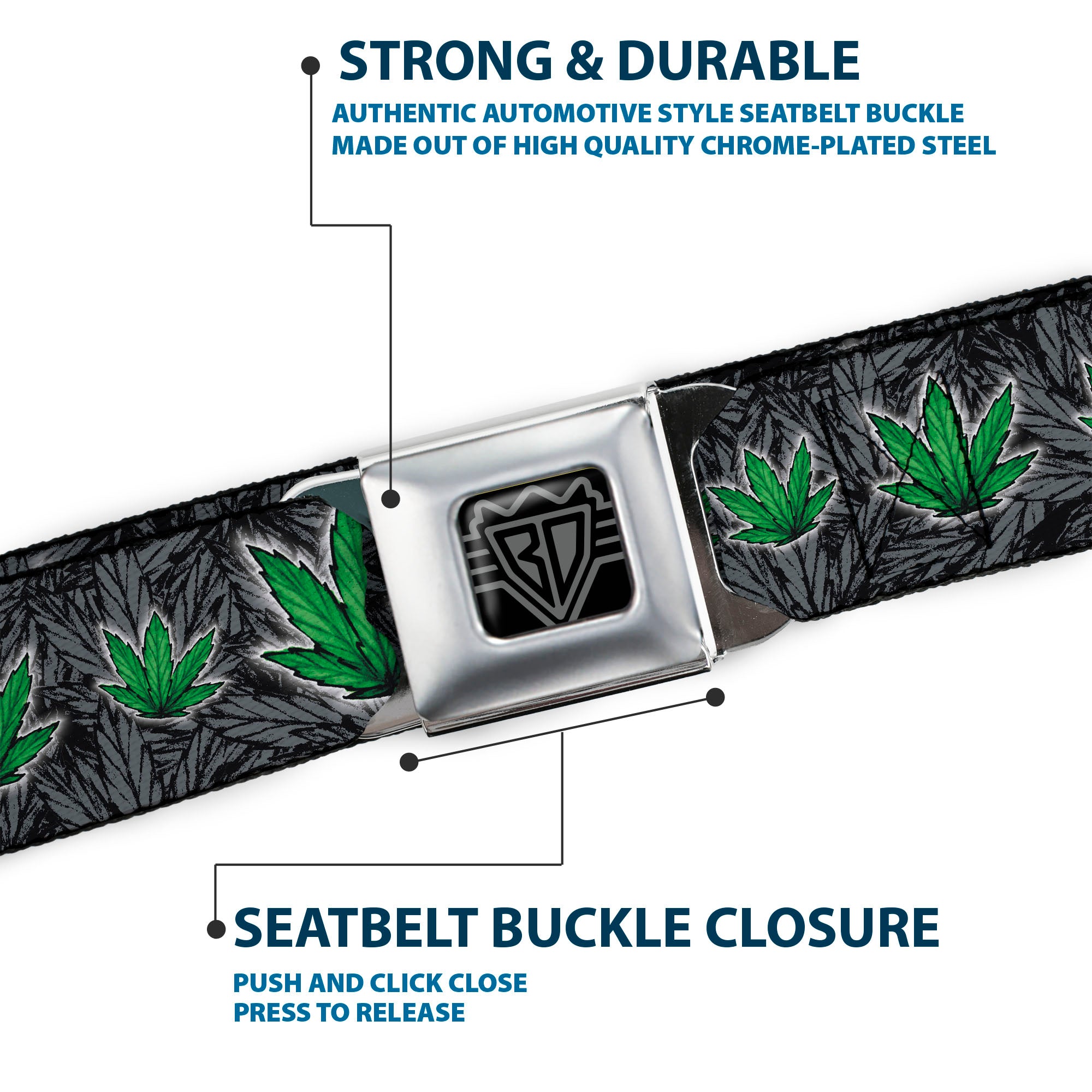 Seatbelt Belt - Marijuana Haze Black Seatbelt Belts Buckle-Down