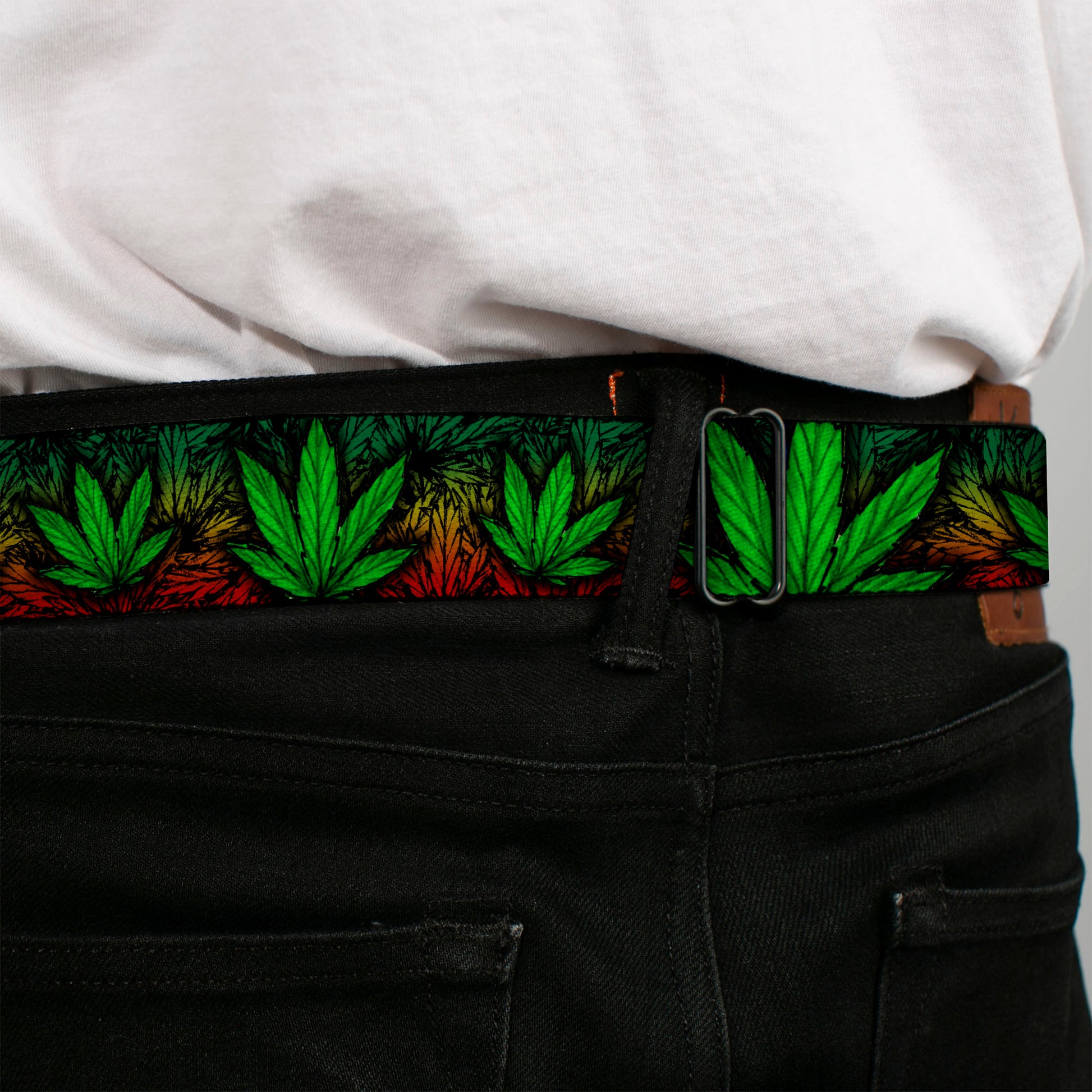 Seatbelt Belt - Marijuana Haze Rasta/Black Seatbelt Belts Buckle-Down