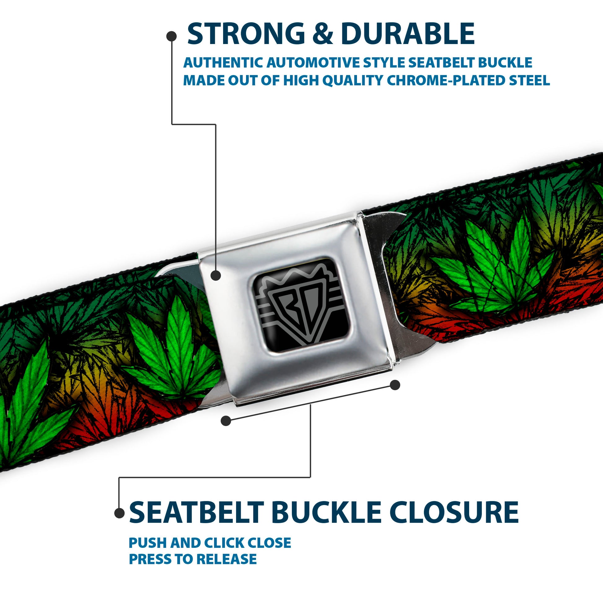 Seatbelt Belt - Marijuana Haze Rasta/Black Seatbelt Belts Buckle-Down
