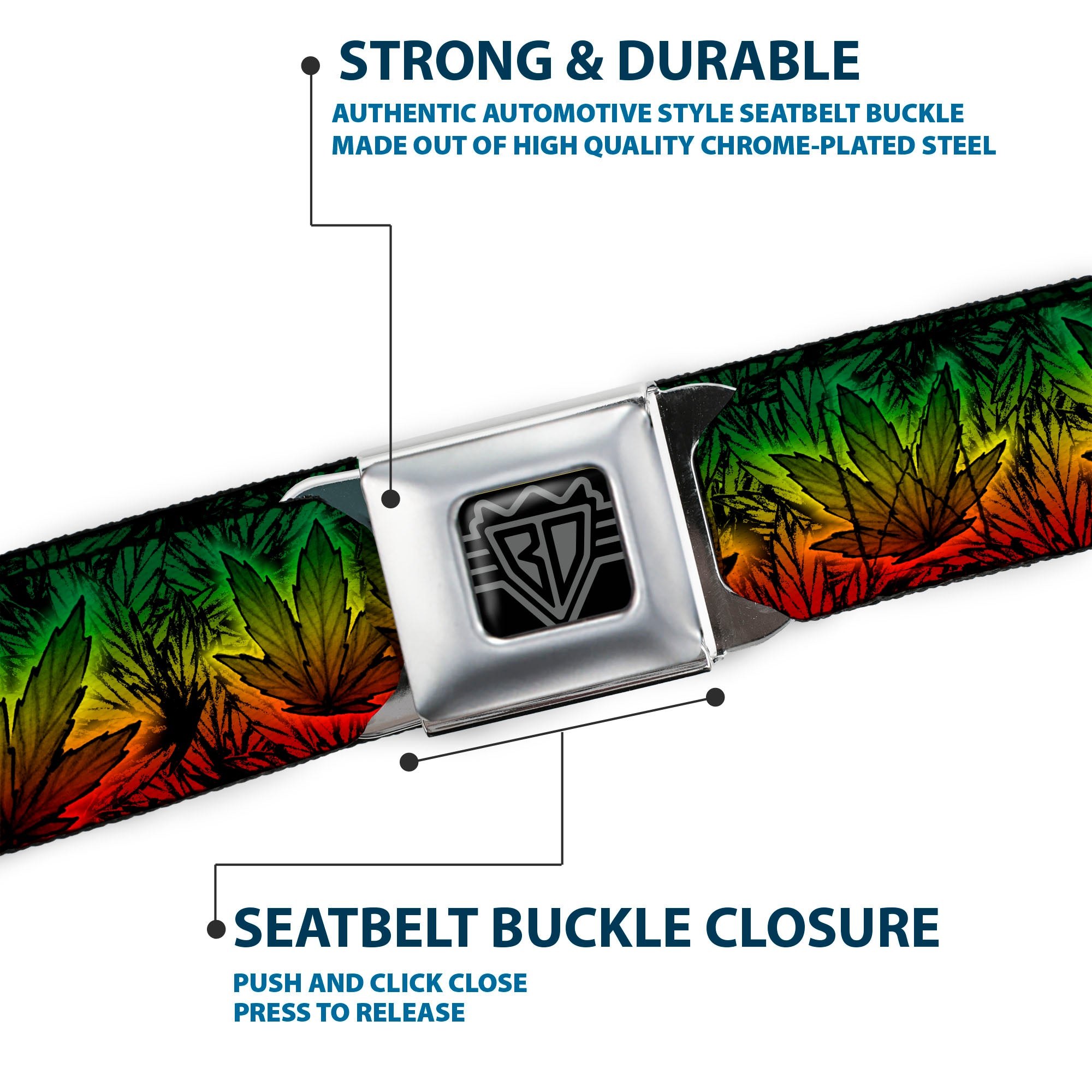 Seatbelt Belt - Marijuana Haze Rasta/Rasta Seatbelt Belts Buckle-Down