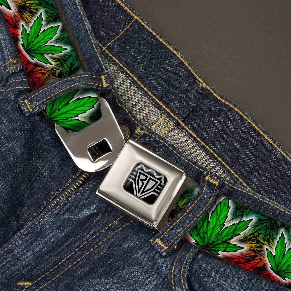 Seatbelt Belt - Marijuana Haze Rasta/White Seatbelt Belts Buckle-Down