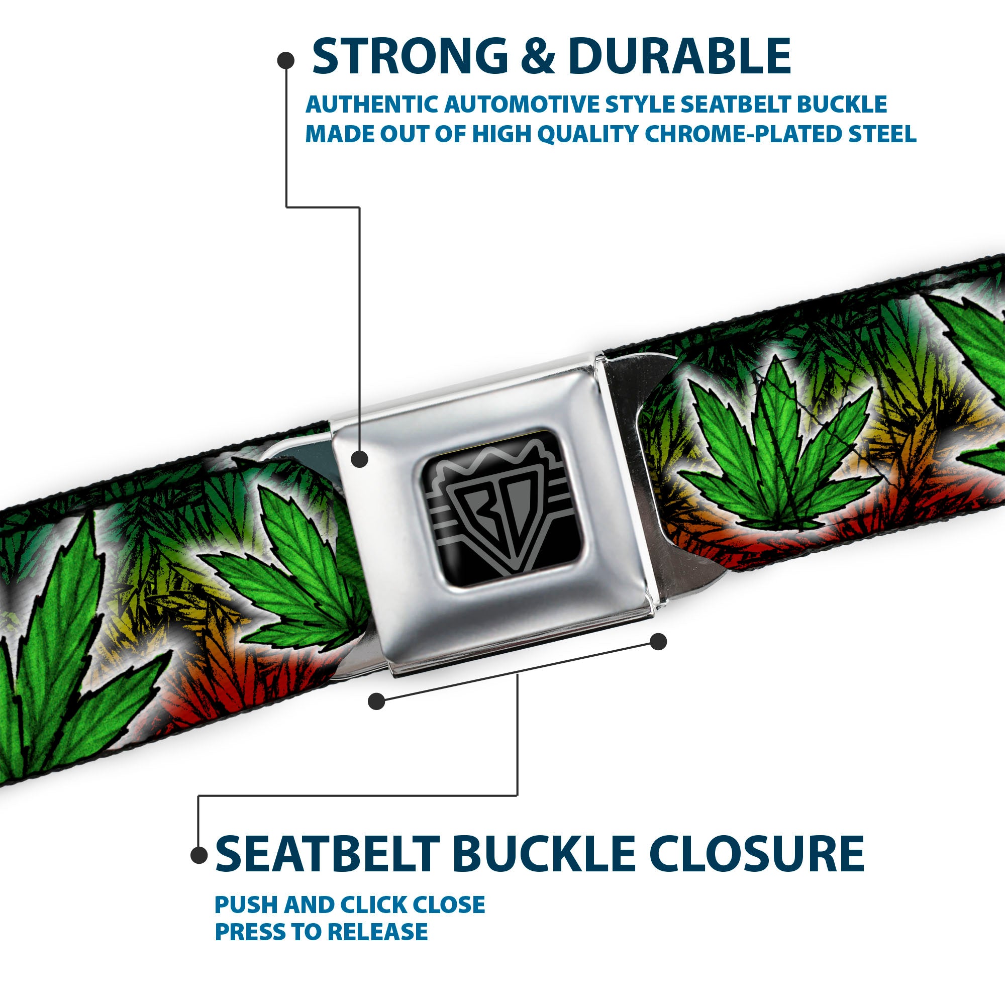 Seatbelt Belt - Marijuana Haze Rasta/White Seatbelt Belts Buckle-Down