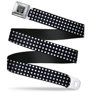BD Wings Logo CLOSE-UP Full Color Black Silver Seatbelt Belt - Micro Polka Dots Black/White Webbing Seatbelt Belts Buckle-Down