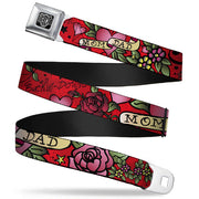 BD Wings Logo CLOSE-UP Full Color Black Silver Seatbelt Belt - Mom & Dad Red Webbing Seatbelt Belts Buckle-Down