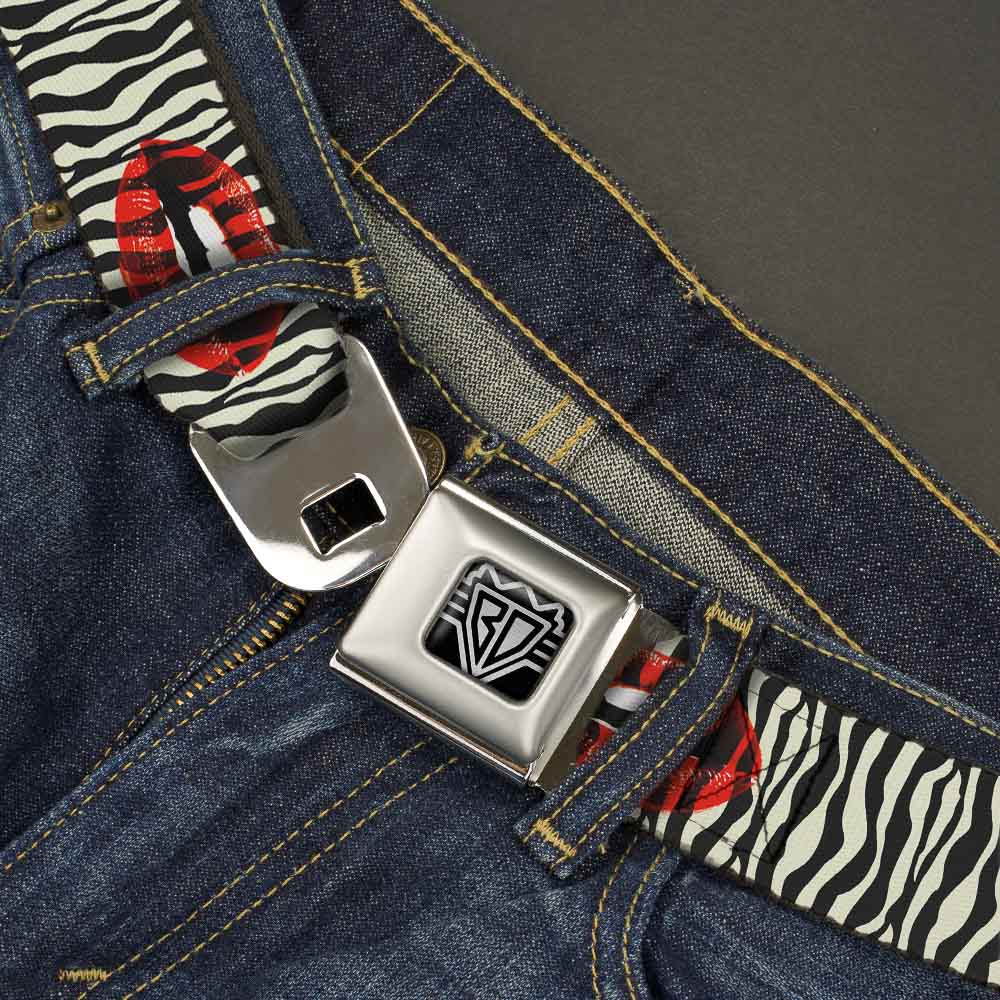 BD Wings Logo CLOSE-UP Full Color Black Silver Seatbelt Belt - Mouth Zebra Webbing Seatbelt Belts Buckle-Down