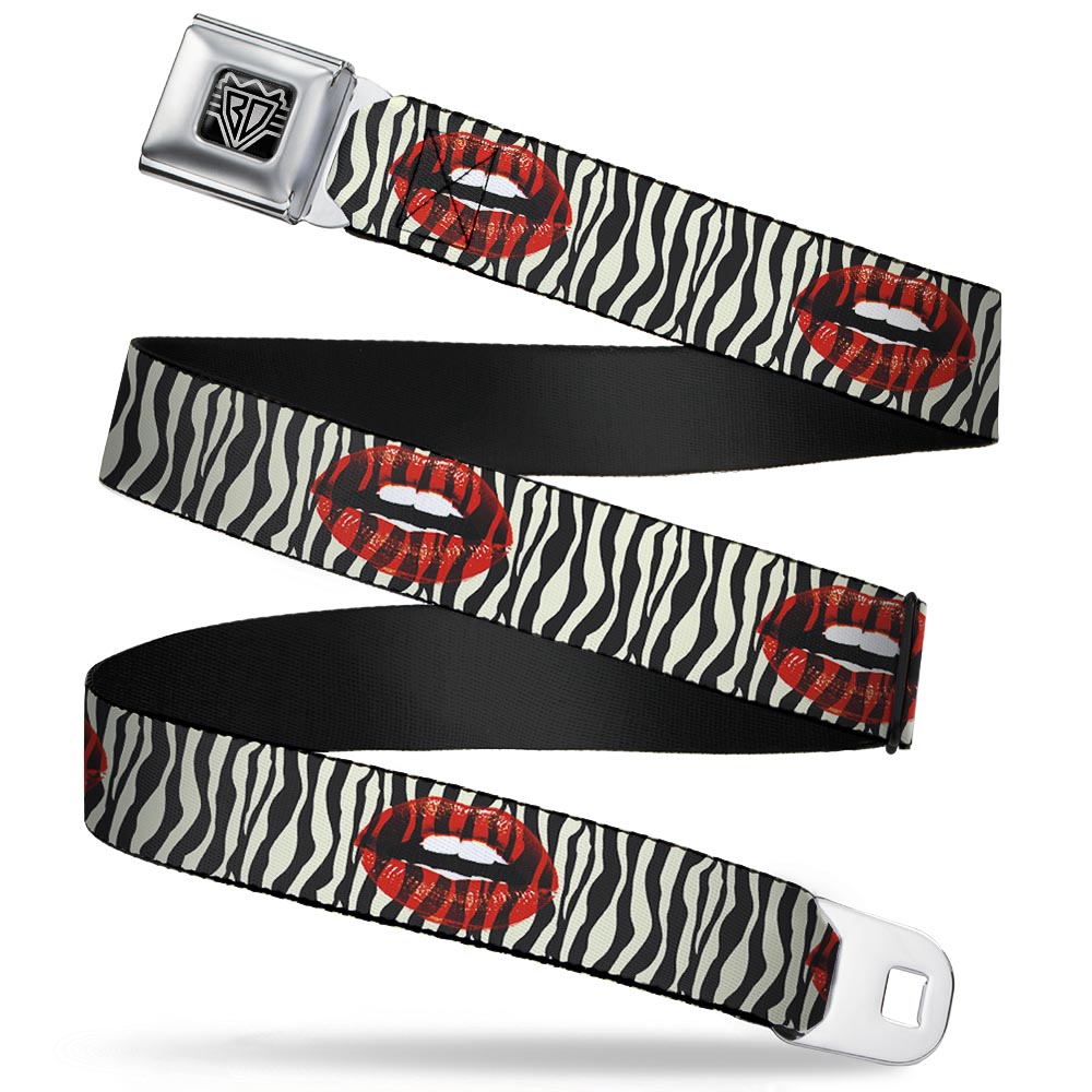 BD Wings Logo CLOSE-UP Full Color Black Silver Seatbelt Belt - Mouth Zebra Webbing Seatbelt Belts Buckle-Down