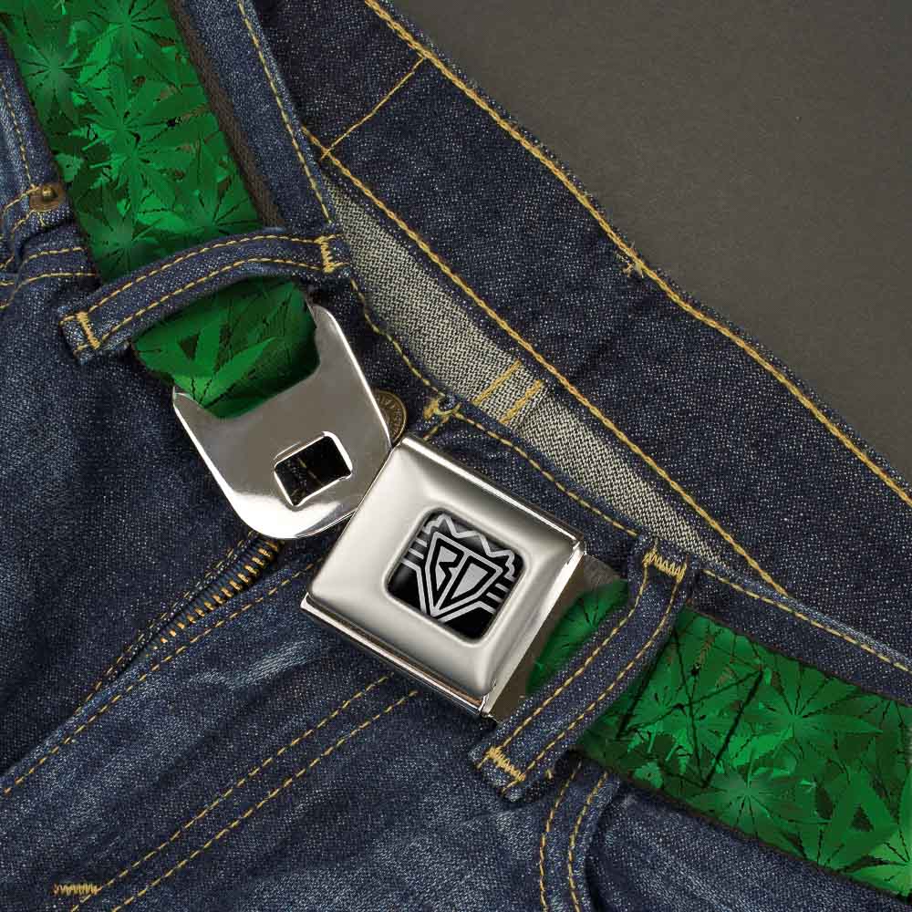 Seatbelt Belt - Marijuana Leaves Stacked Seatbelt Belts Buckle-Down