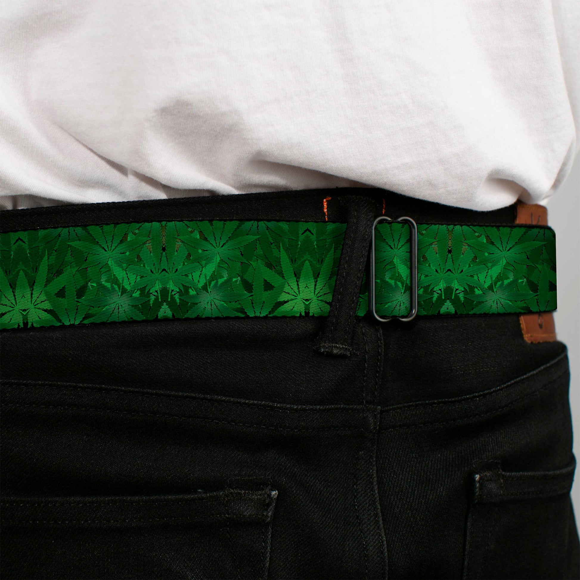 Seatbelt Belt - Marijuana Leaves Stacked Seatbelt Belts Buckle-Down