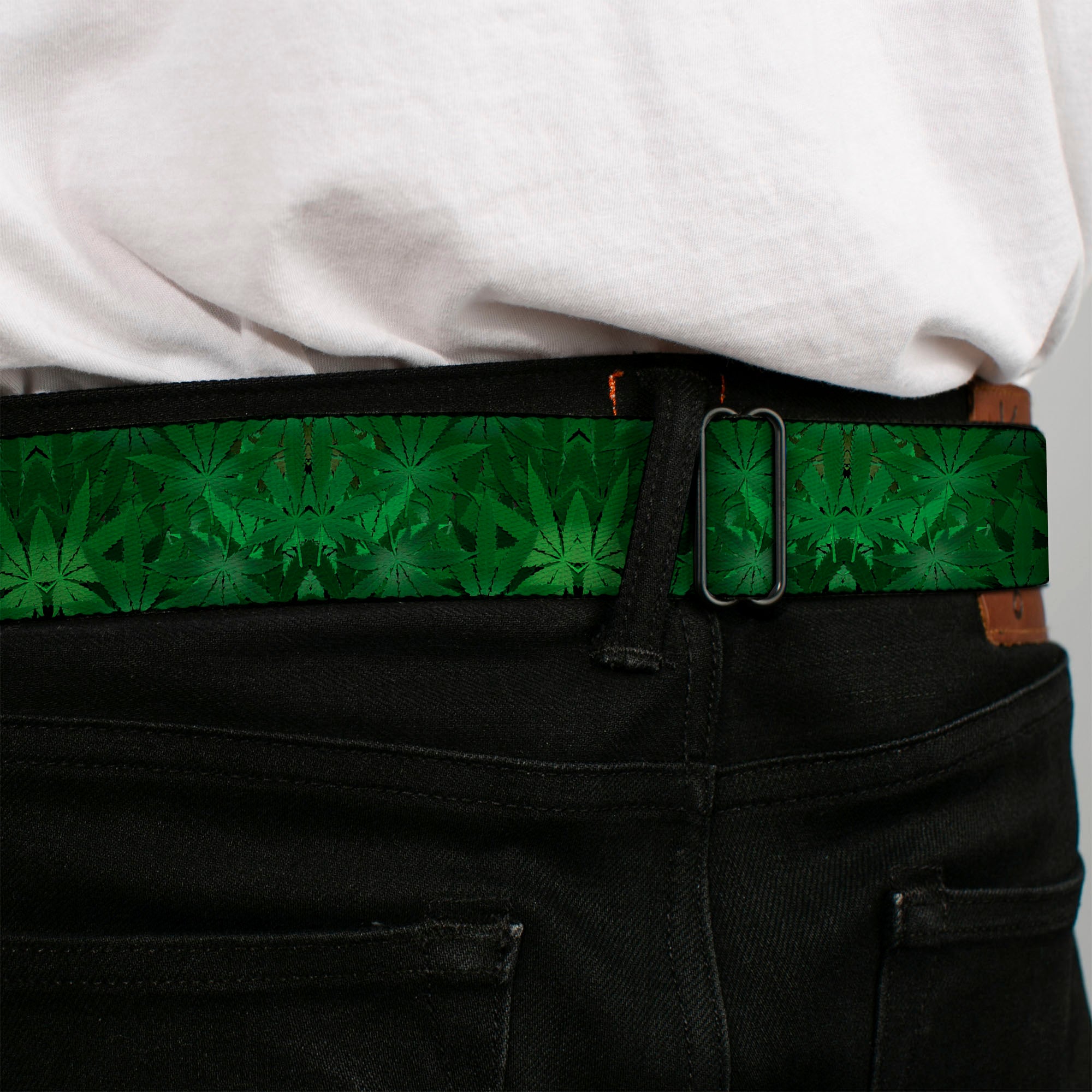 Seatbelt Belt - Marijuana Leaves Stacked Seatbelt Belts Buckle-Down