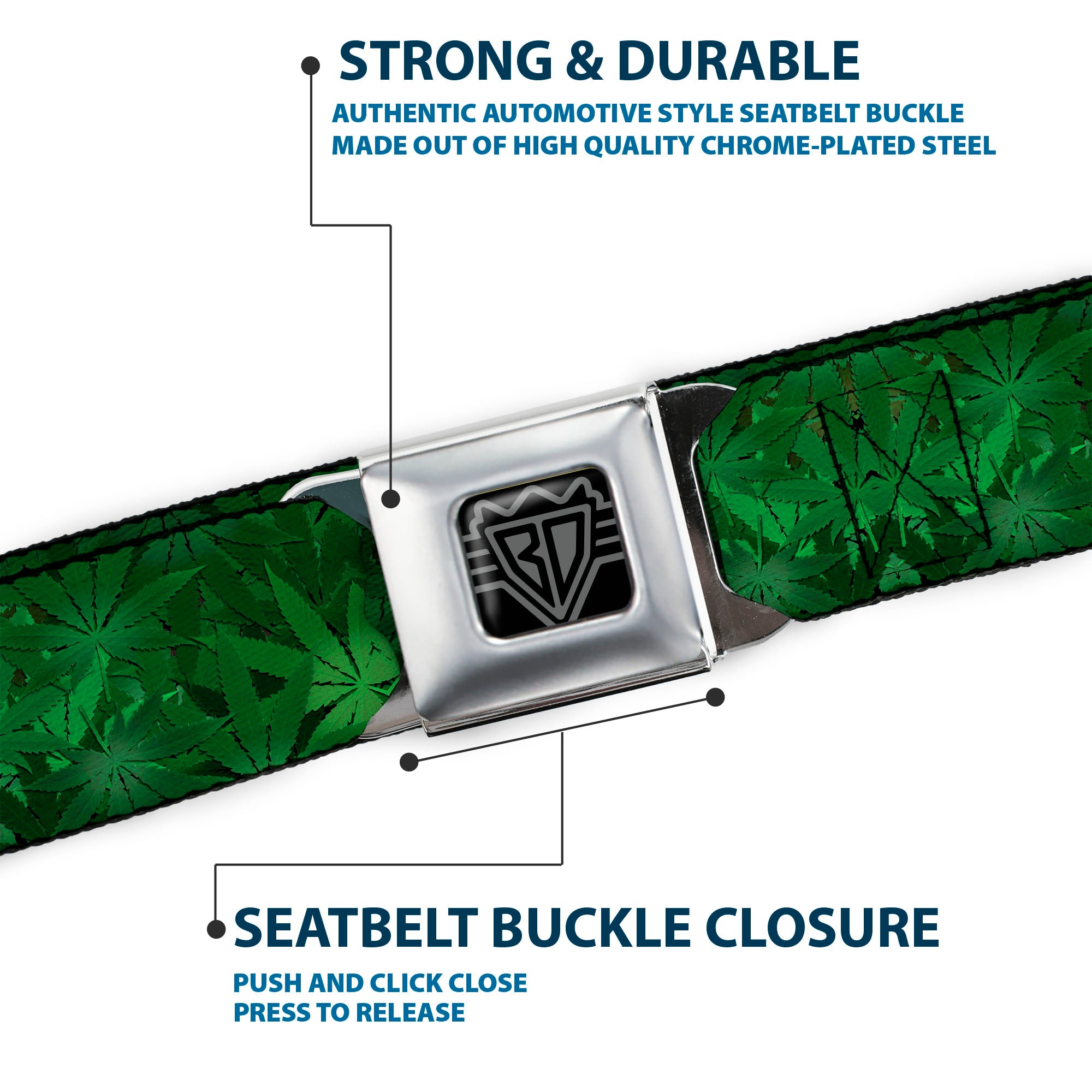 Seatbelt Belt - Marijuana Leaves Stacked Seatbelt Belts Buckle-Down