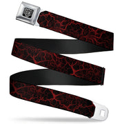 BD Wings Logo CLOSE-UP Full Color Black Silver Seatbelt Belt - Marble Black/Red Webbing Seatbelt Belts Buckle-Down