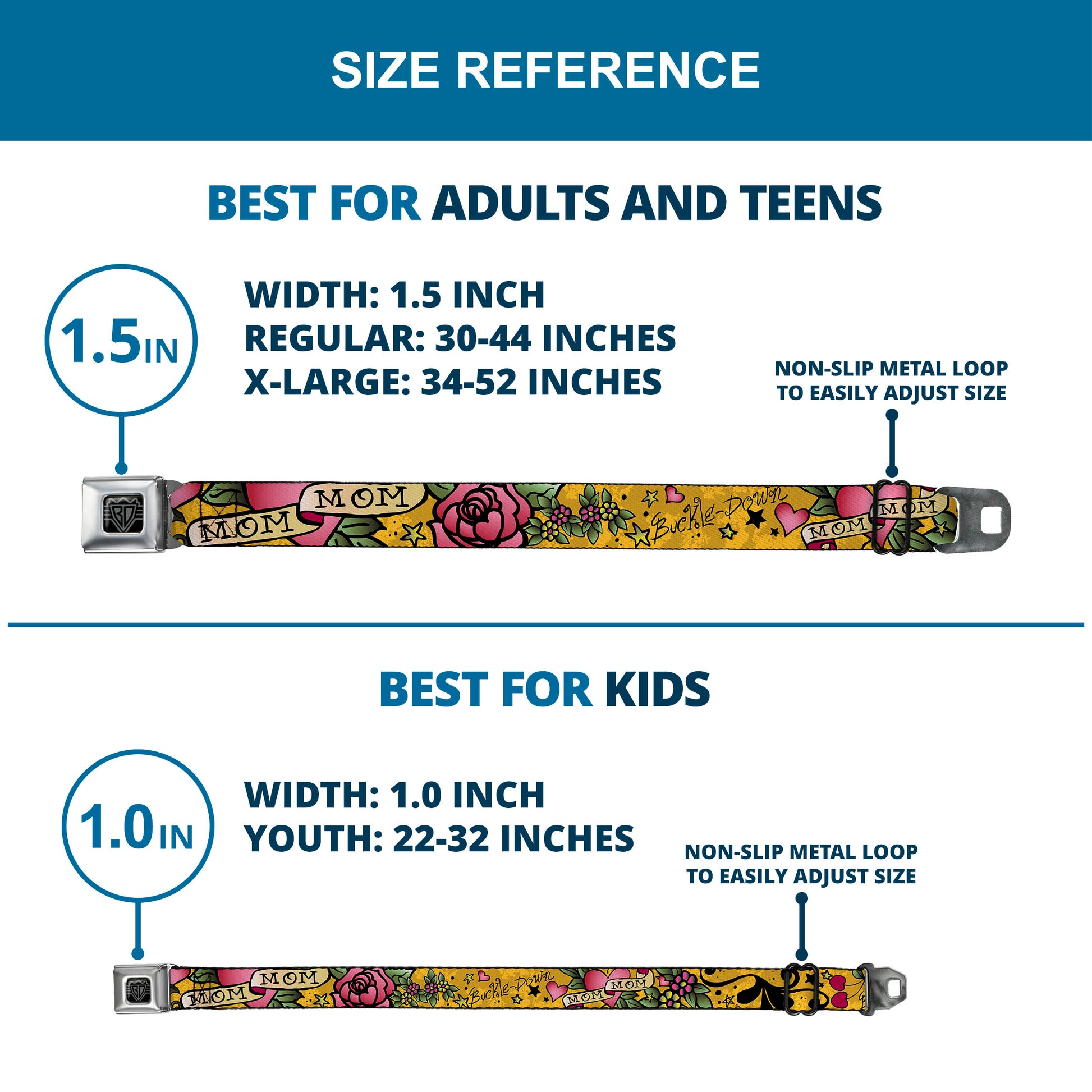 BD Wings Logo CLOSE-UP Full Color Black Silver Seatbelt Belt - Mom & Mom Yellow Webbing Seatbelt Belts Buckle-Down