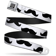 BD Wings Logo CLOSE-UP Full Color Black Silver Seatbelt Belt - Mustaches White/Black Webbing Seatbelt Belts Buckle-Down