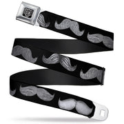 BD Wings Logo CLOSE-UP Full Color Black Silver Seatbelt Belt - Mustaches Black/Sketch Webbing Seatbelt Belts Buckle-Down